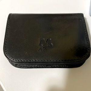 Black leather coin and card holder